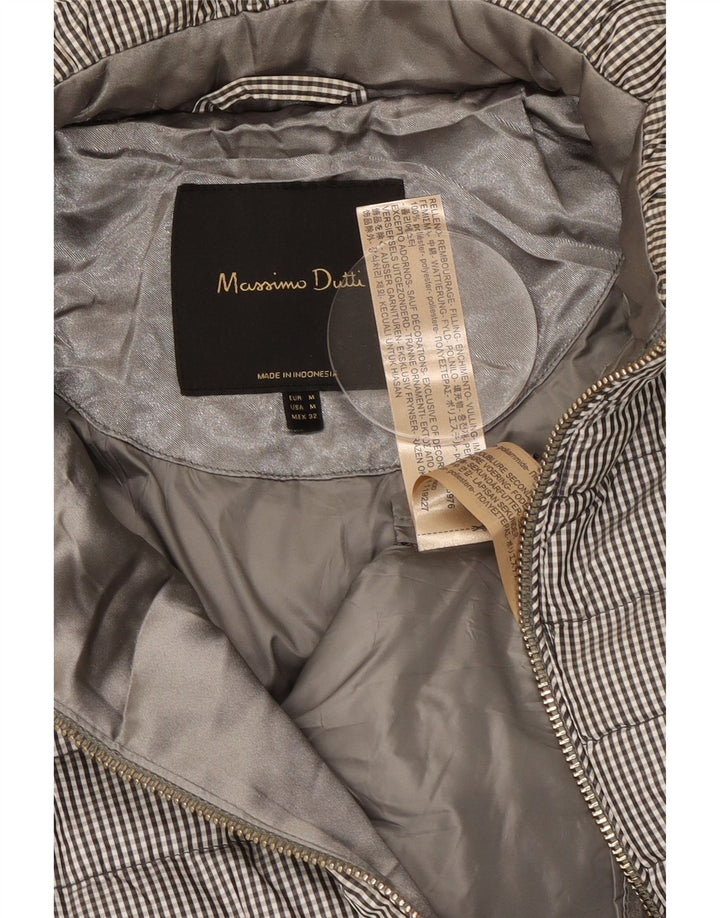 Massimo Dutti Chaqueta Acolchada Mujer UK 44 Gris Medio Vichy Poliéster
