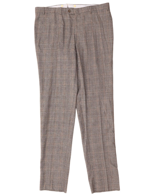 Borsalino Pantalón de traje ajustado para hombre IT 58 4XL W40 L40 Grey Check