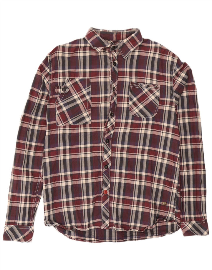 SCOTCH & SODA Camisa de franela para hombre con cuadros grandes en color burdeos
