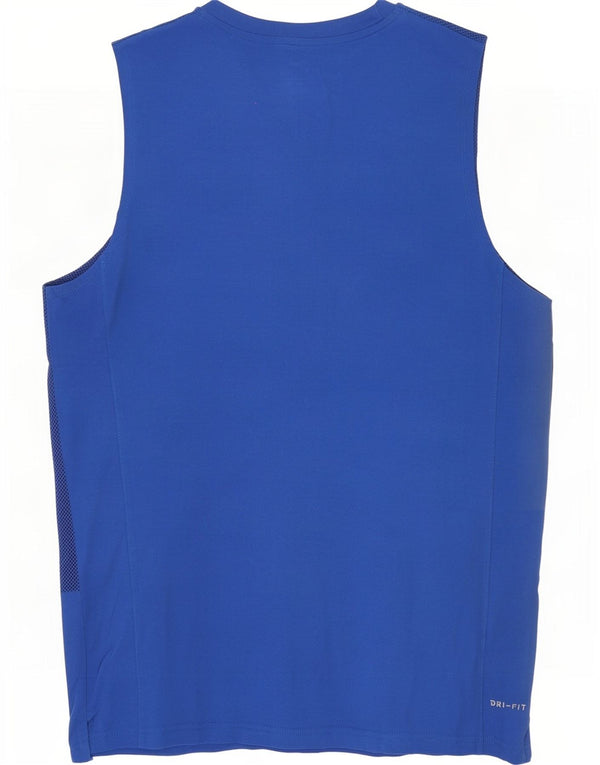 Nike Mens Dri Fit Chaleco Top 2XL Algodón Manchado Azul