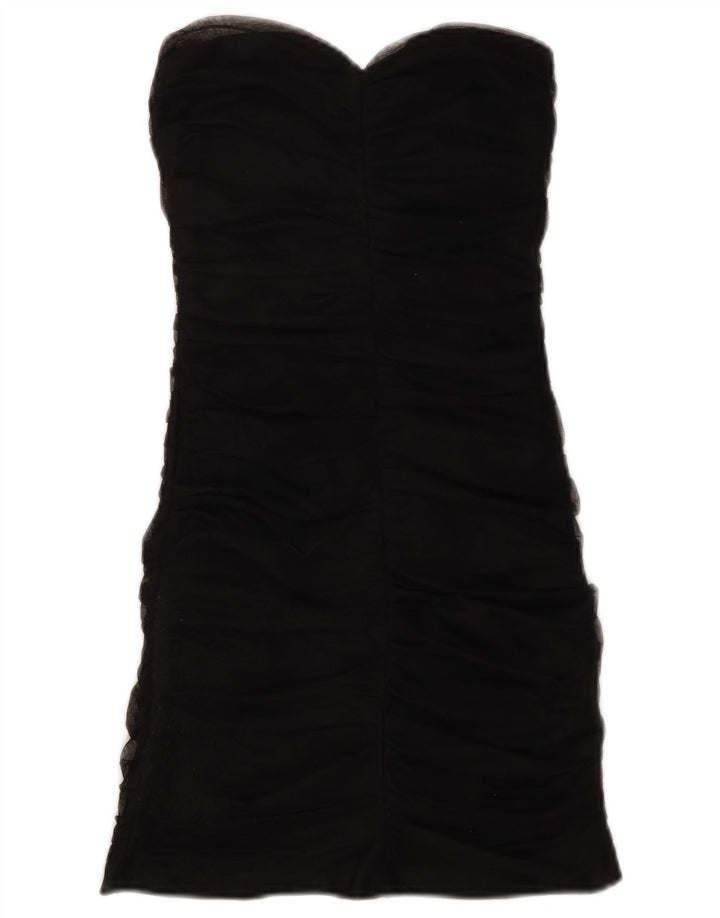 ZARA Vestido ajustado sin tirantes para mujer UK 8 Small Negro