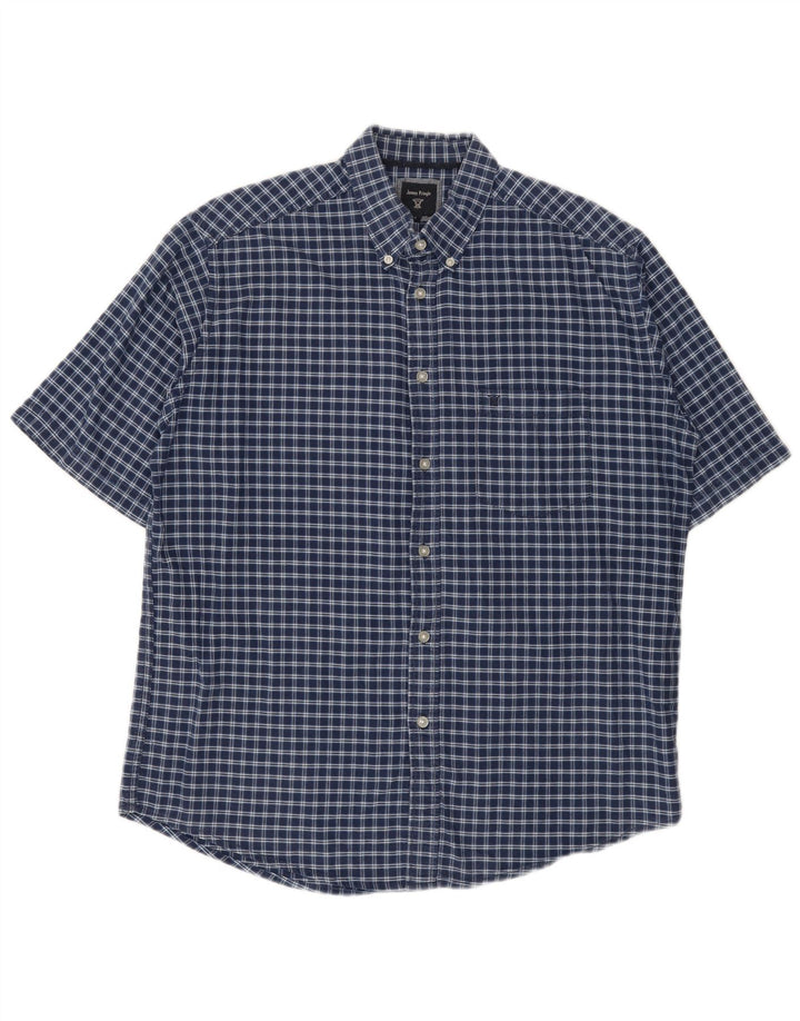 James Pringle Camisa de manga corta para hombre Algodón a cuadros azul marino grande