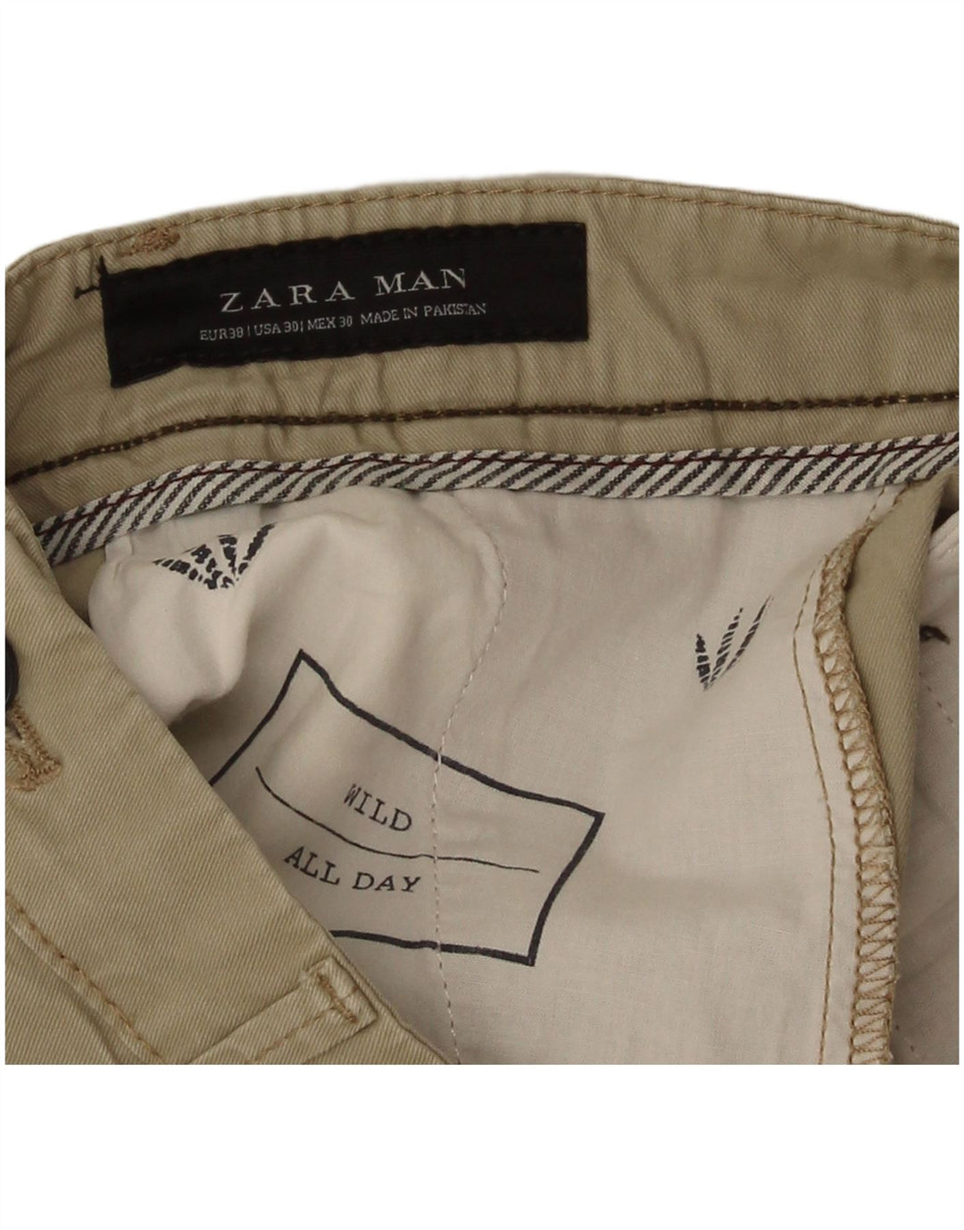 Zara Mens Chino Shorts EU 38 Small W30 Beige