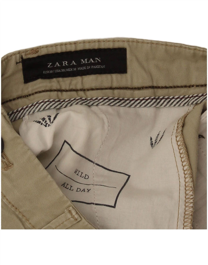 Zara Mens Chino Shorts EU 38 Small W30 Beige