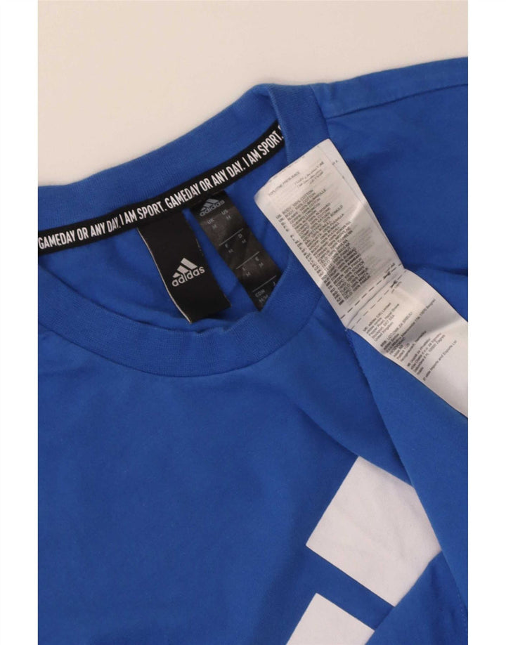 Adidas Hombre Camiseta Gráfica Top Algodón Azul Medio