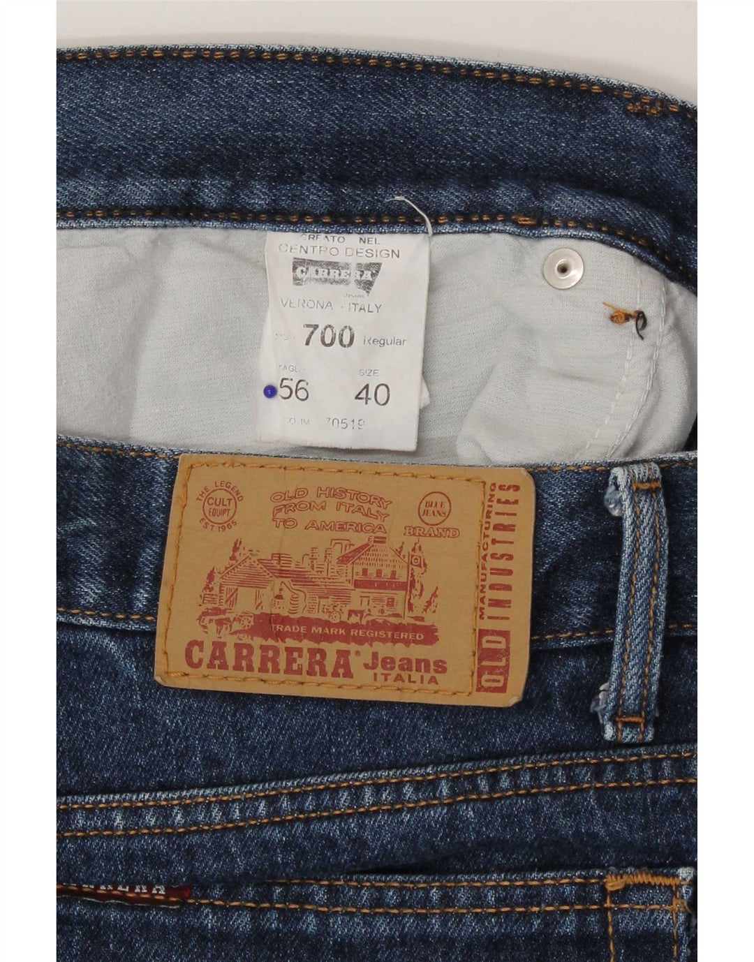 Carrera Mens 700 Regular Straight Jeans W40 L30 Azul Algodón Clásico