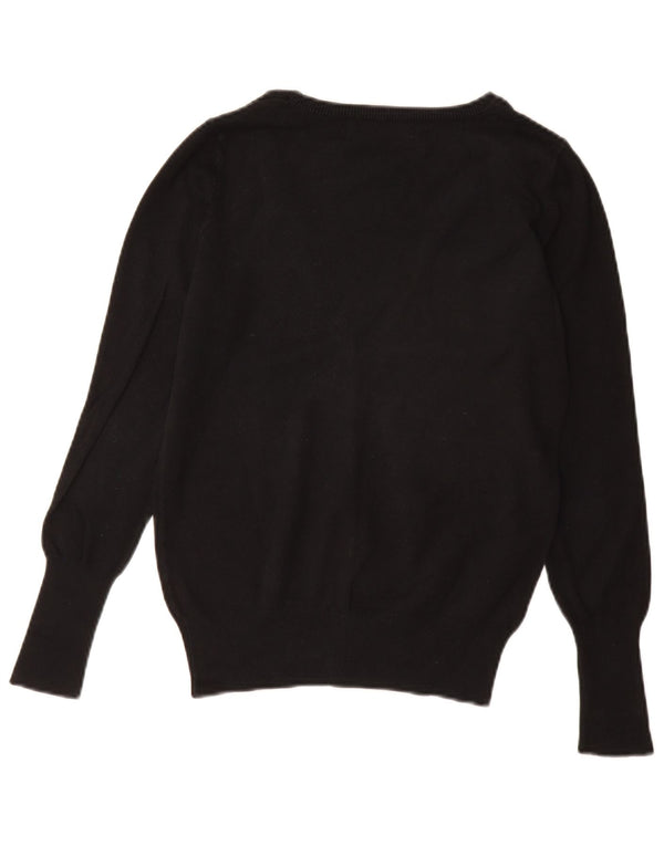 Zara Mujer Cárdigan Suéter UK 12 Mediano Negro Algodón