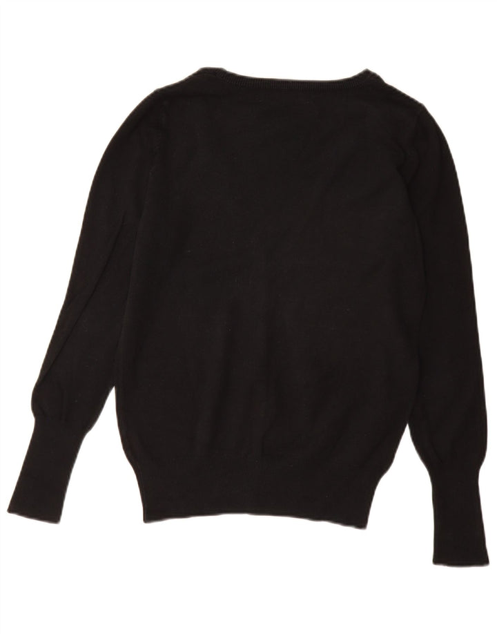 Zara Mujer Cárdigan Suéter UK 12 Mediano Negro Algodón