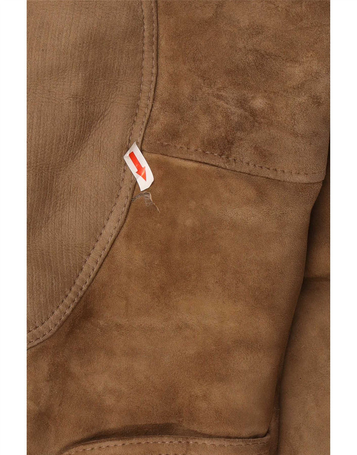 Chaqueta de piel de oveja vintage para hombre IT 52 XL Beige