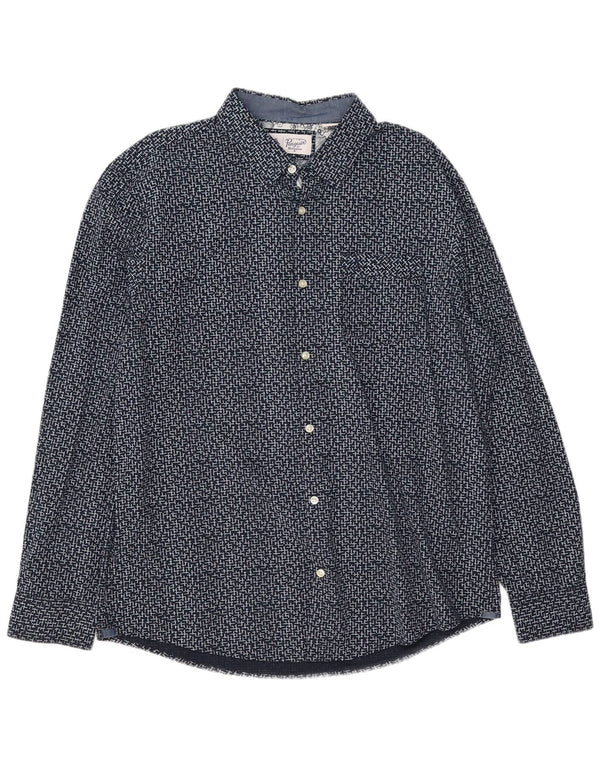 Camisa Penguin Hombre XL Algodón Geométrico Azul