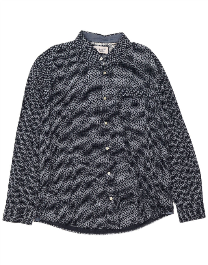 Camisa Penguin Hombre XL Algodón Geométrico Azul