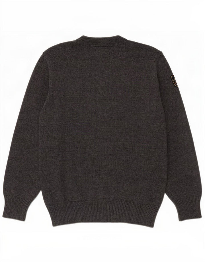 Amerigo Vespucci Jersey para hombre con cuello y botones de lana gris medio