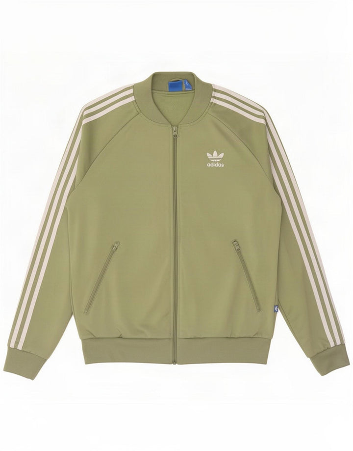 Chaqueta superior de chándal con gráfico Adidas para mujer UK 44 Poliéster verde medio