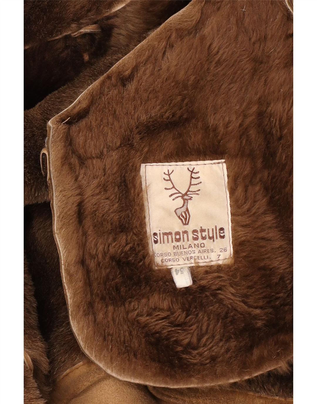 Abrigo vintage de piel de oveja para hombre IT 54 2XL Beige