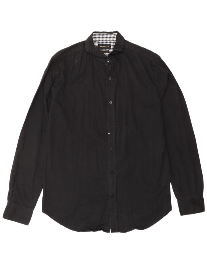 MASSIMO DUTTI Camisa para hombre EU 40 Medium Negro Colorblock Algodón