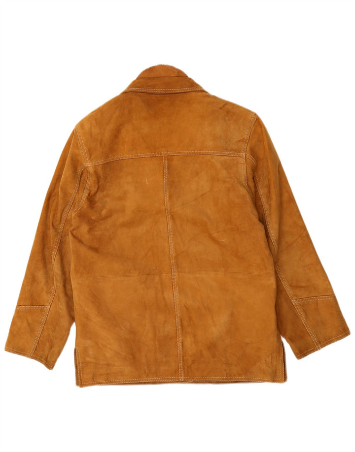 Conbipel Chaqueta tipo blazer de ante con 3 botones para mujer IT 46 Cuero beige grande