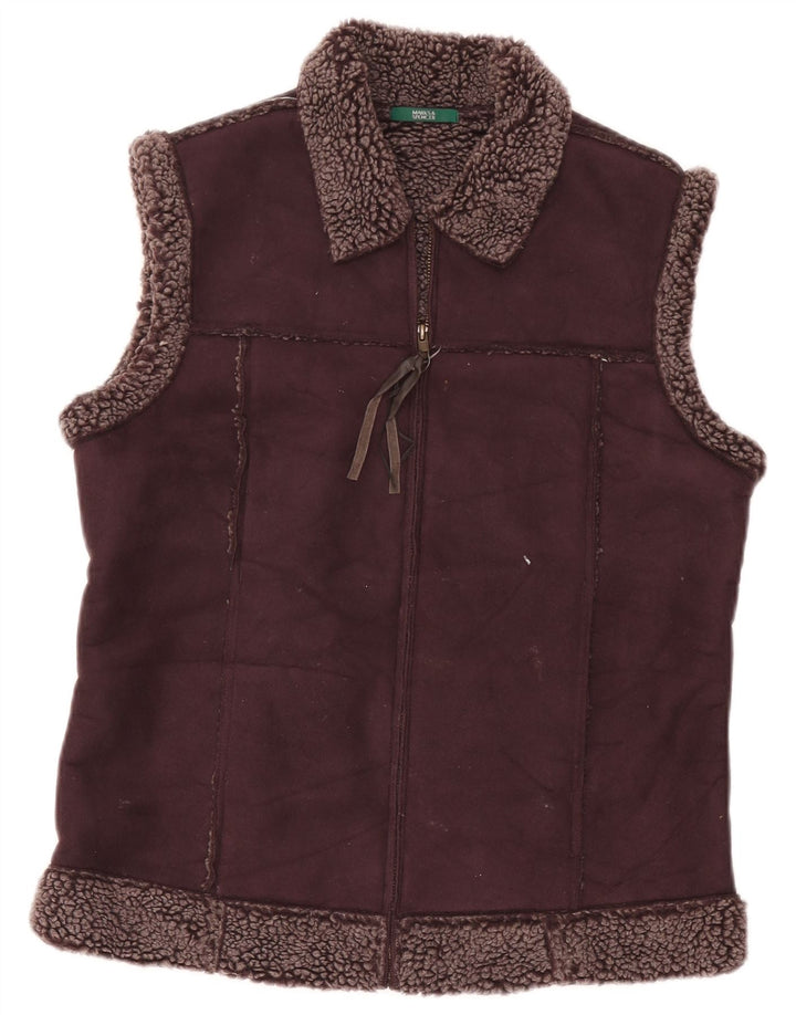 Marks & Spencer Chaleco Sherpa para mujer UK 42 Poliéster burdeos mediano