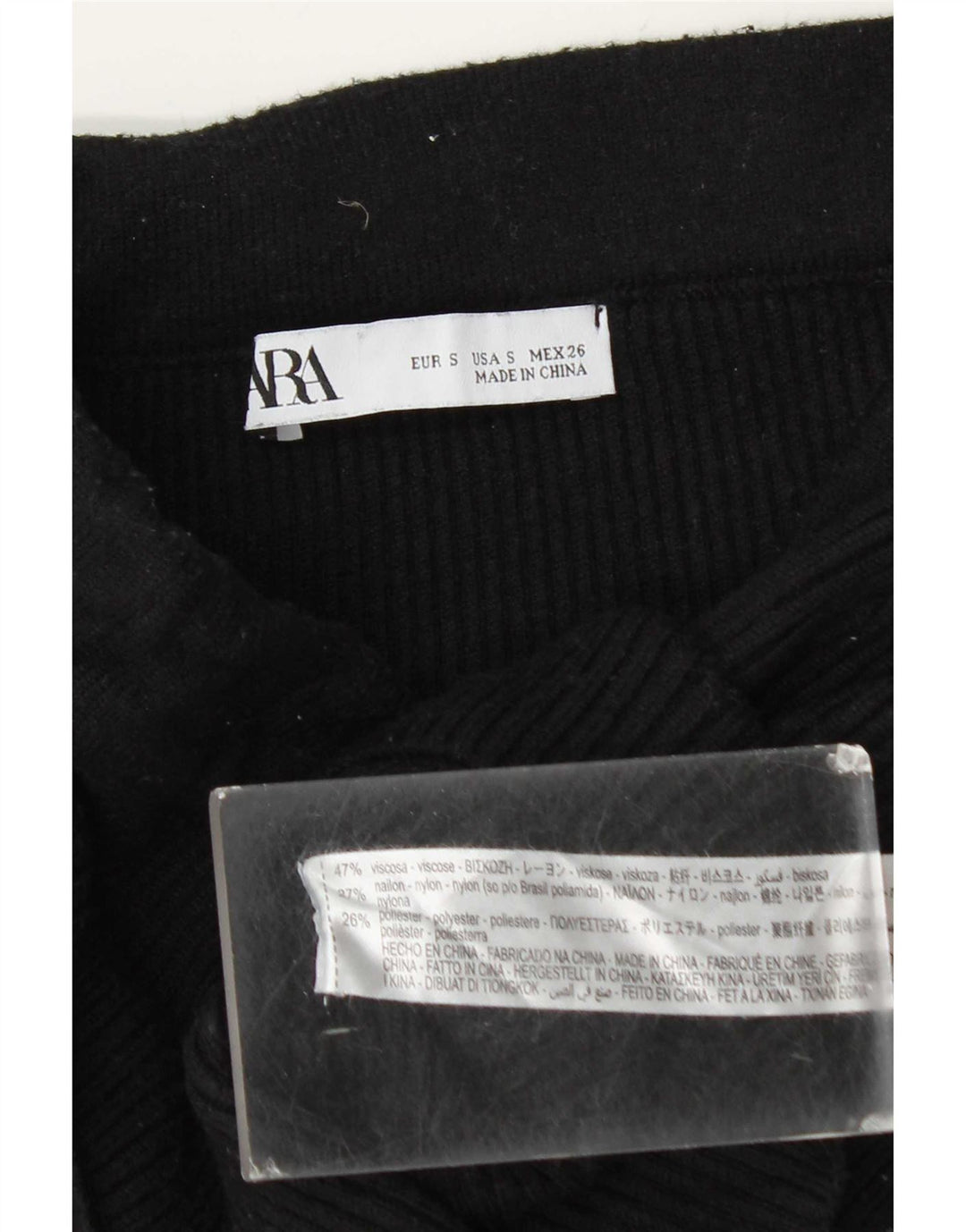 Zara Mujer Minifalda De Punto Pequeña W26 Viscosa Negra