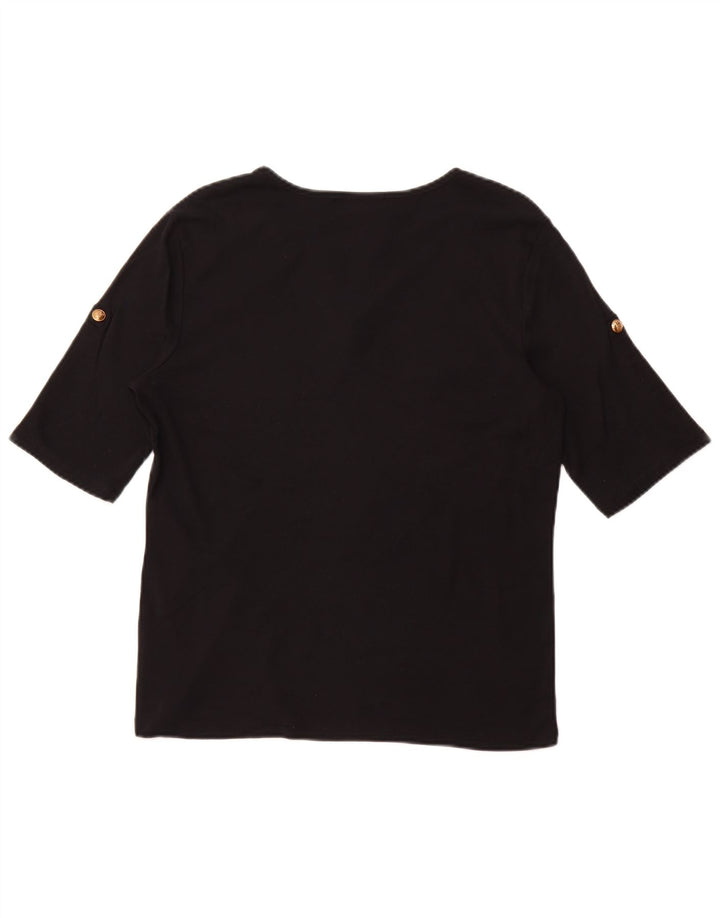 RALPH LAUREN Camiseta Mujer Top Grande Algodón Negro