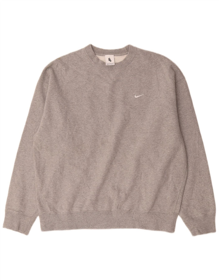 Nike Hombre Sudadera Jumper Grande Gris Algodón