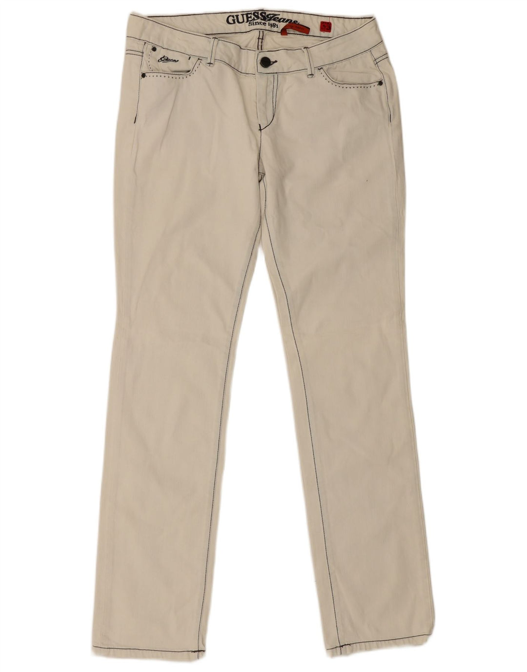 Guess Vaqueros Slim Mujer W33 L34 Algodón Blanco Roto