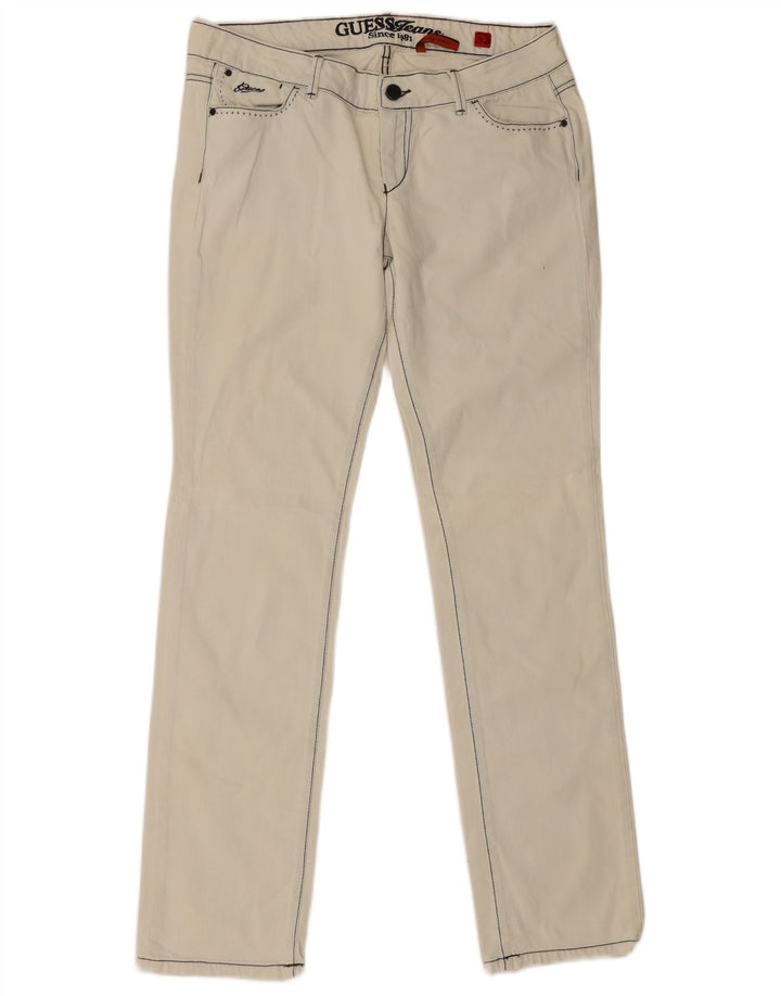 Guess Vaqueros Slim Mujer W33 L34 Algodón Blanco Roto