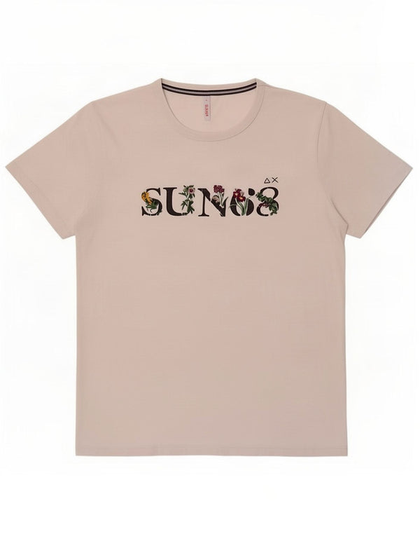 Sun68 Camiseta gráfica para mujer Top UK 44 Grande Algodón blanco