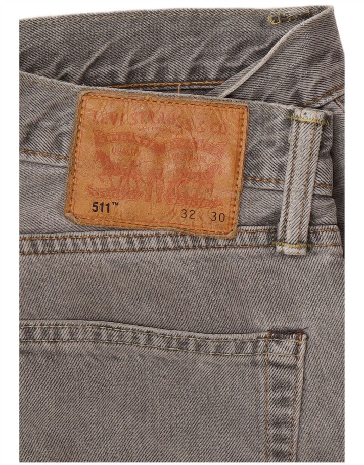 Levi's Hombre 511 Slim Tapered Jeans W32 L30 Algodón Gris