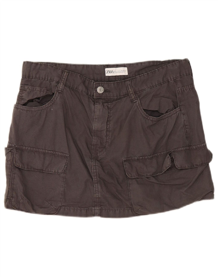 Zara Mujer Mini Falda Cargo Grande W30 Algodón Gris
