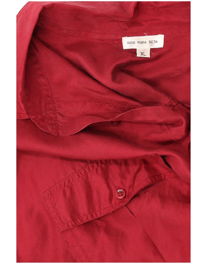 Camisa Vintage Hombre XL Seda Roja