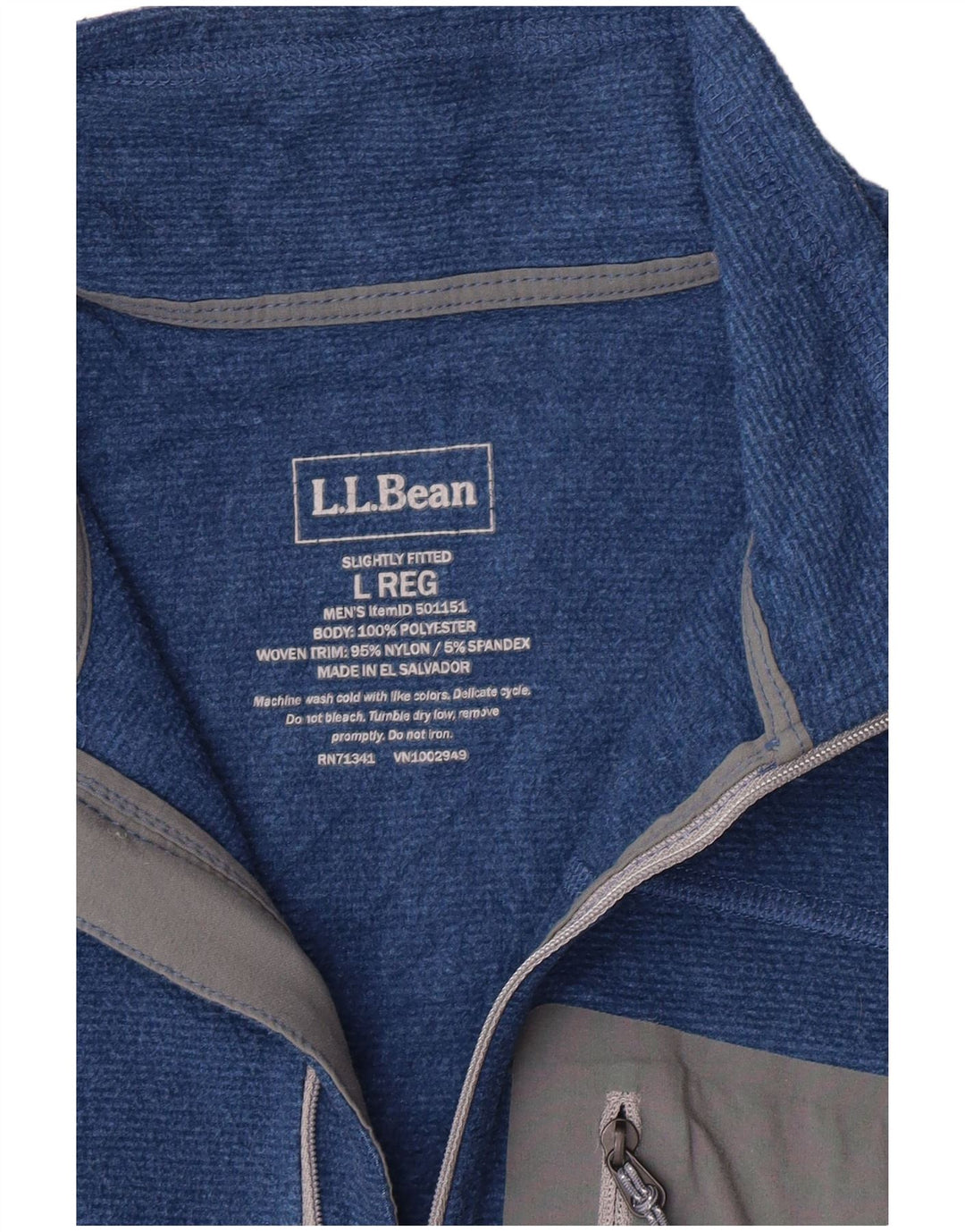 L.L.Bean Jersey de forro polar con cuello y cremallera para hombre Poliéster azul grande