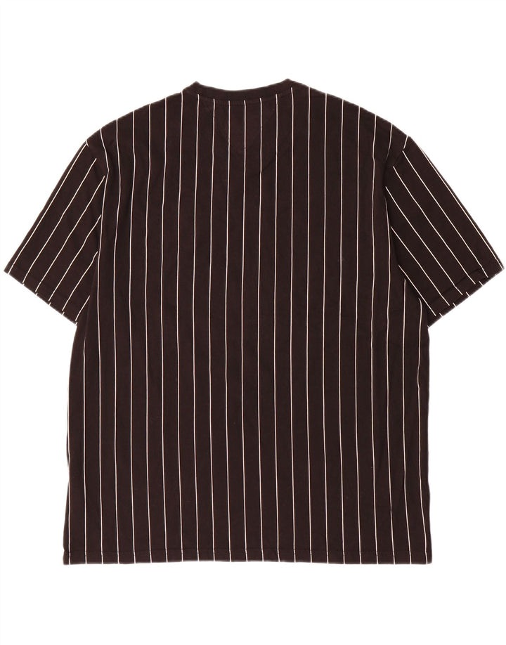 Tommy Hilfiger Camiseta gráfica para hombre Top mediano de algodón a rayas negro
