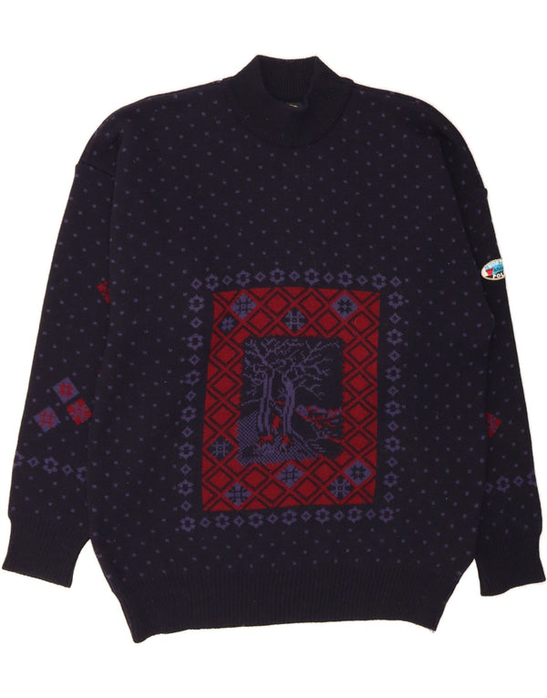 NORTH POLE Suéter de cuello alto para hombre 2XL Azul marino Lana Fair Isle