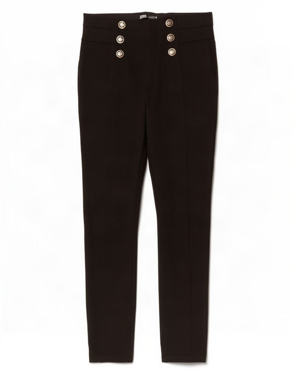 Zara Mujer Pantalones Casuales Slim Large W30 L27 Negro