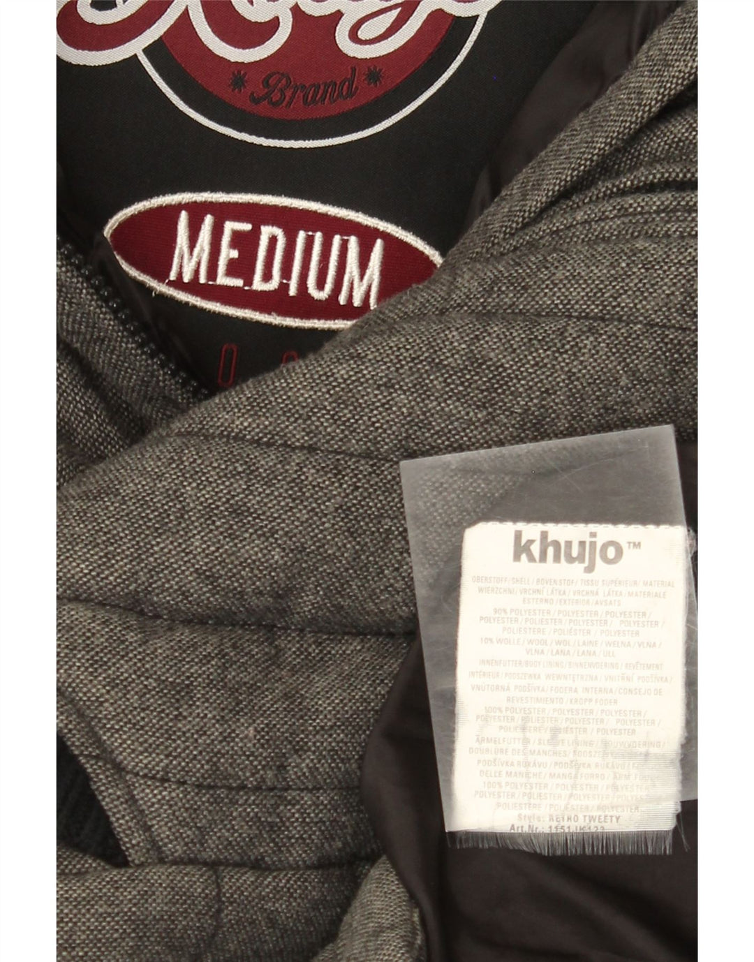 KHUJO Chaqueta acolchada con capucha para mujer UK 44 Poliéster color block gris medio