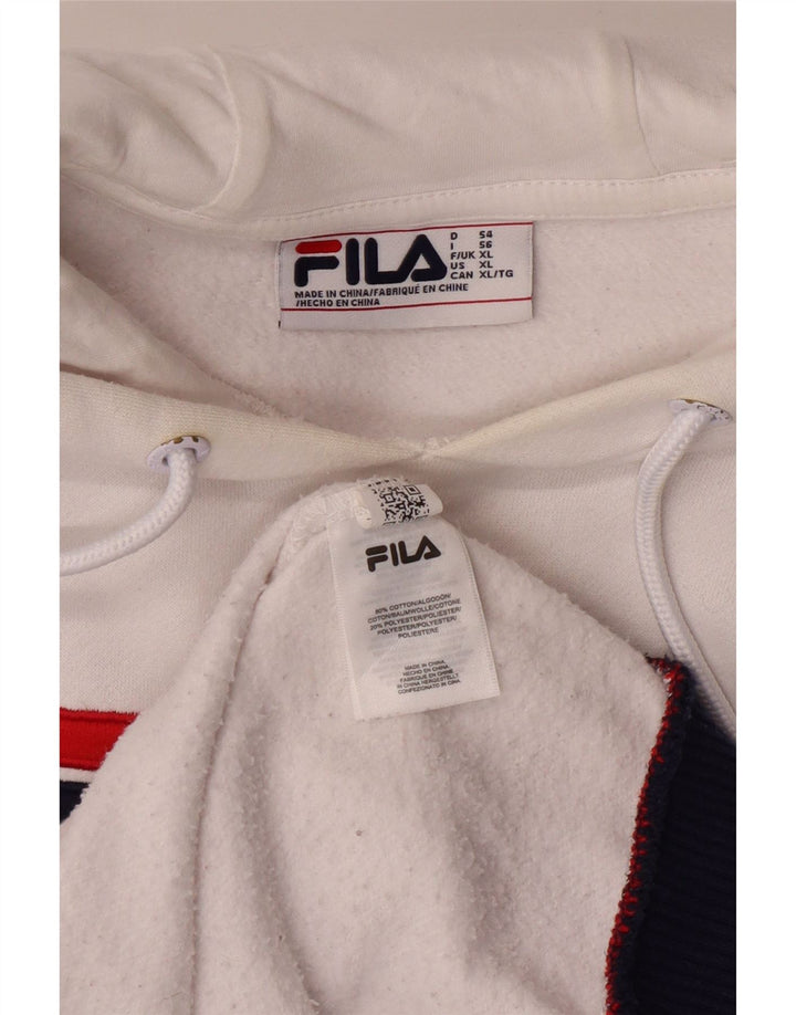 FILA Sudadera con capucha gráfica para hombre XL Algodón blanco