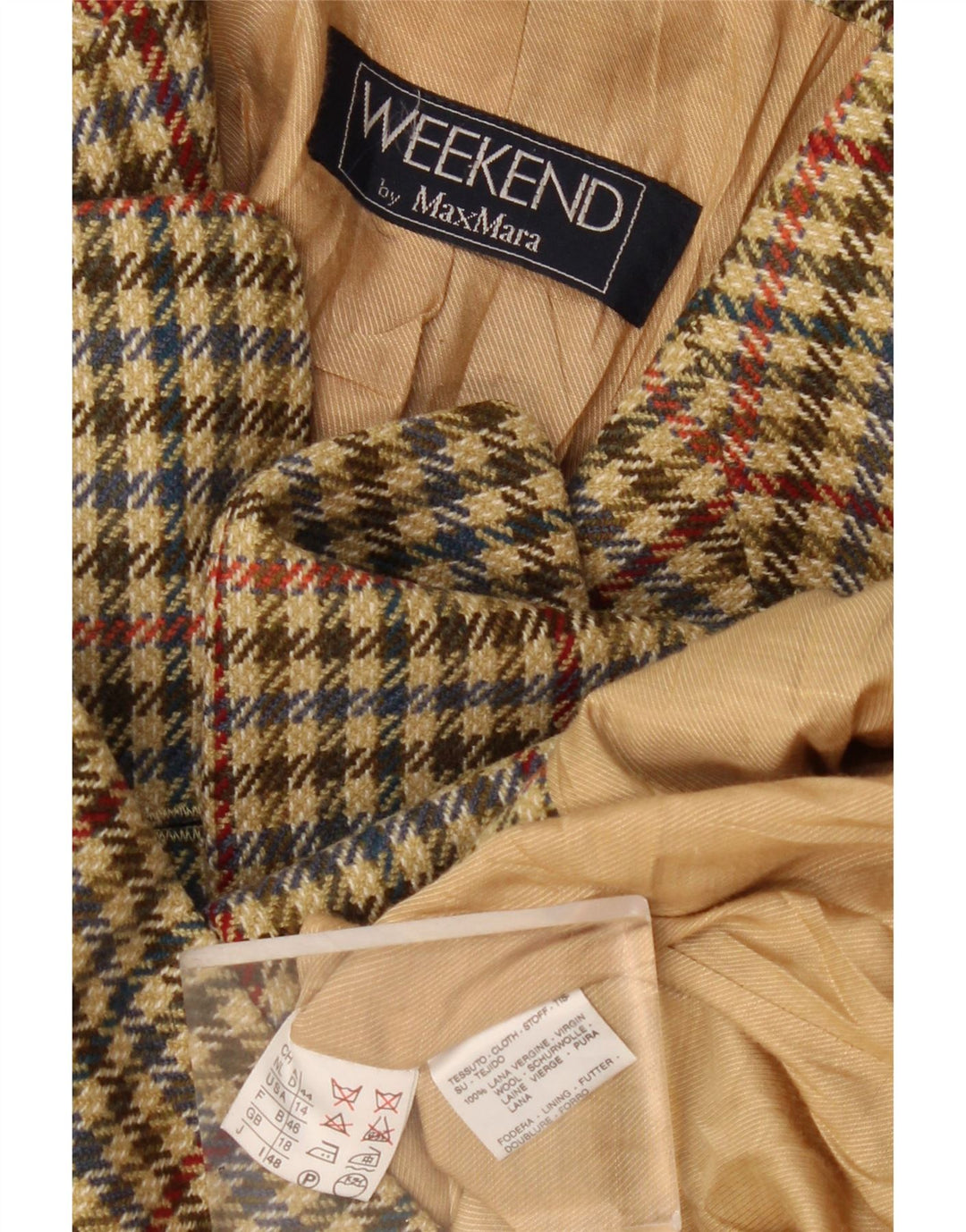 Max Mara Chaqueta tipo blazer de 2 botones para mujer UK 40 XL Pata de gallo verde