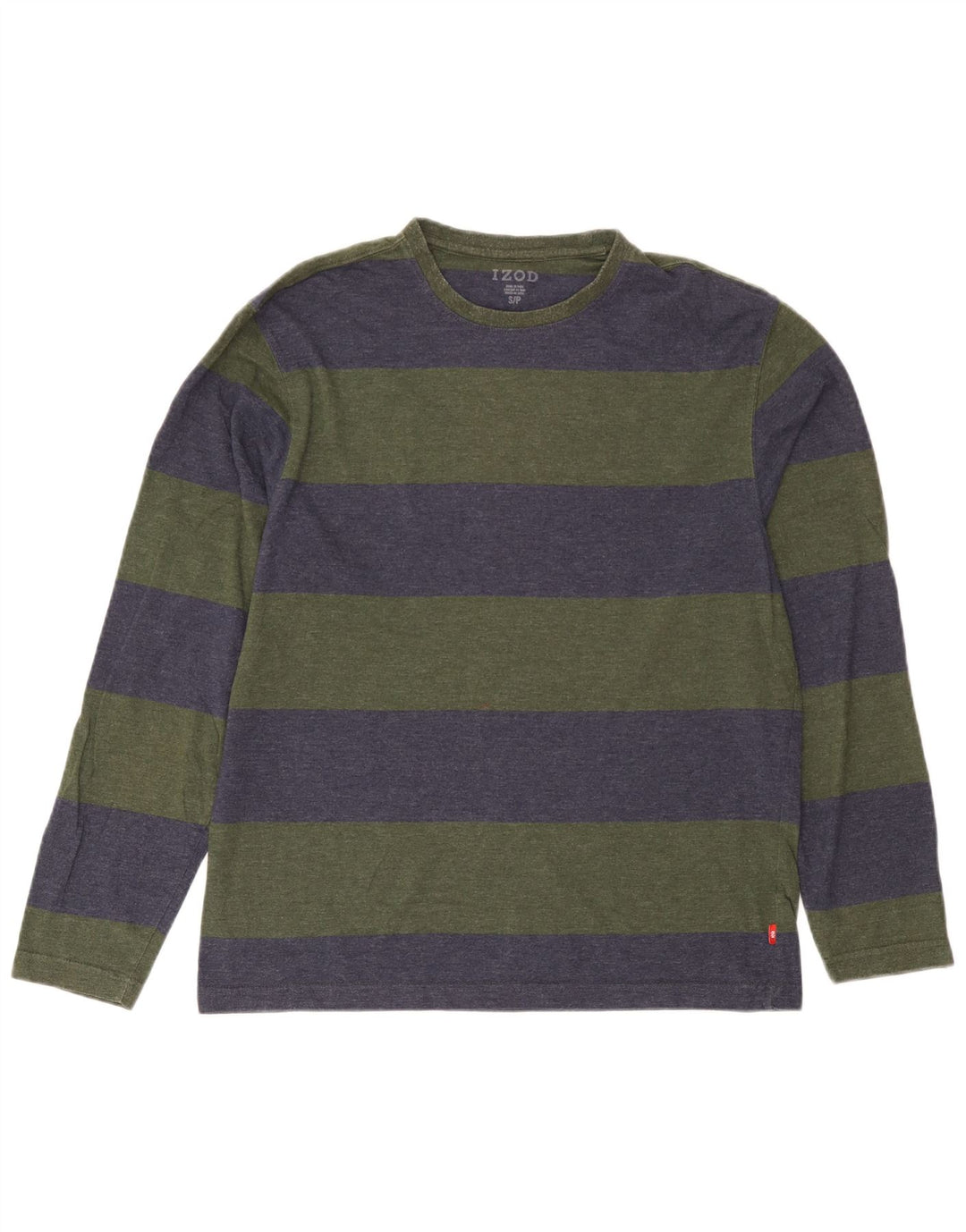 Izod Hombre Top Manga Larga Algodón A Rayas Verde Pequeño