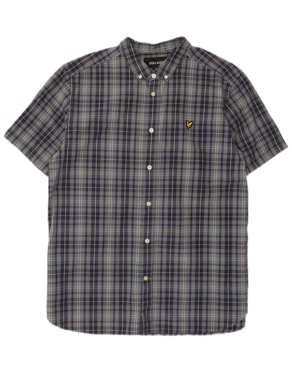 Lyle & Scott Camisa de Manga Corta Regular Fit para Hombre XL Algodón a Cuadros Azul