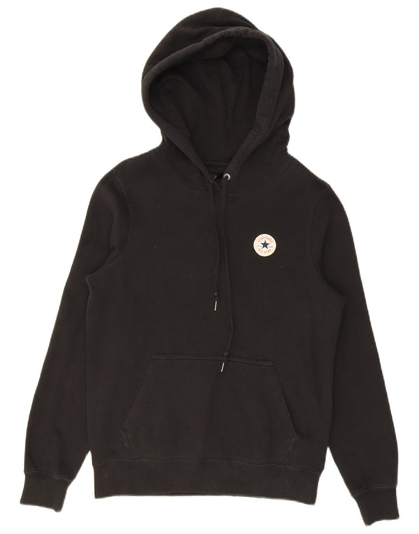 Converse - Jersey con capucha extragrande para mujer, talla 6, XS, algodón negro