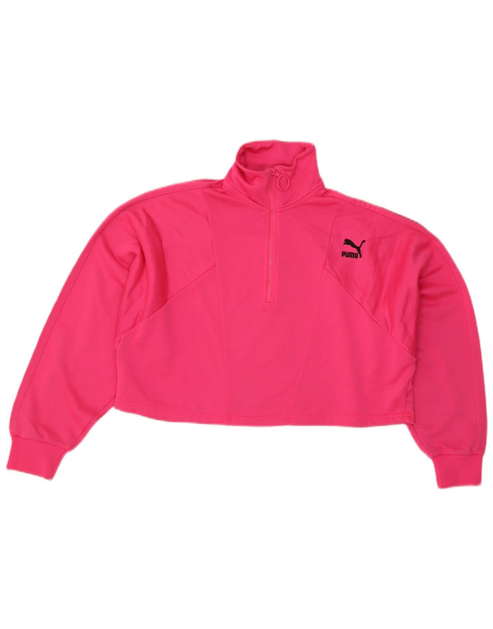 Puma Mujer Oversize Graphic Zip Neck Sudadera Jumper UK 14 Medium Pink
