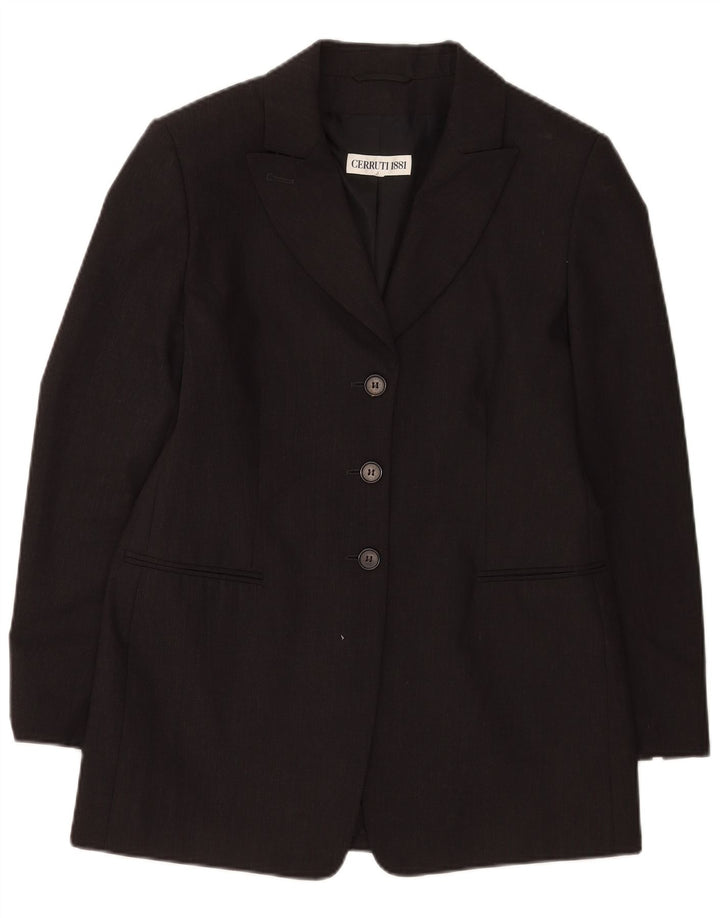 Cerruti 1881 Chaqueta tipo blazer larga de 3 botones para mujer UK 44 Gris medio