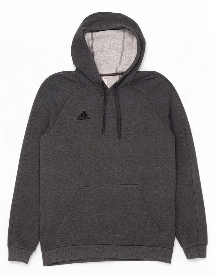 Adidas Hombre Sudadera Con Capucha Jumper Gris Medio Algodón Moteado