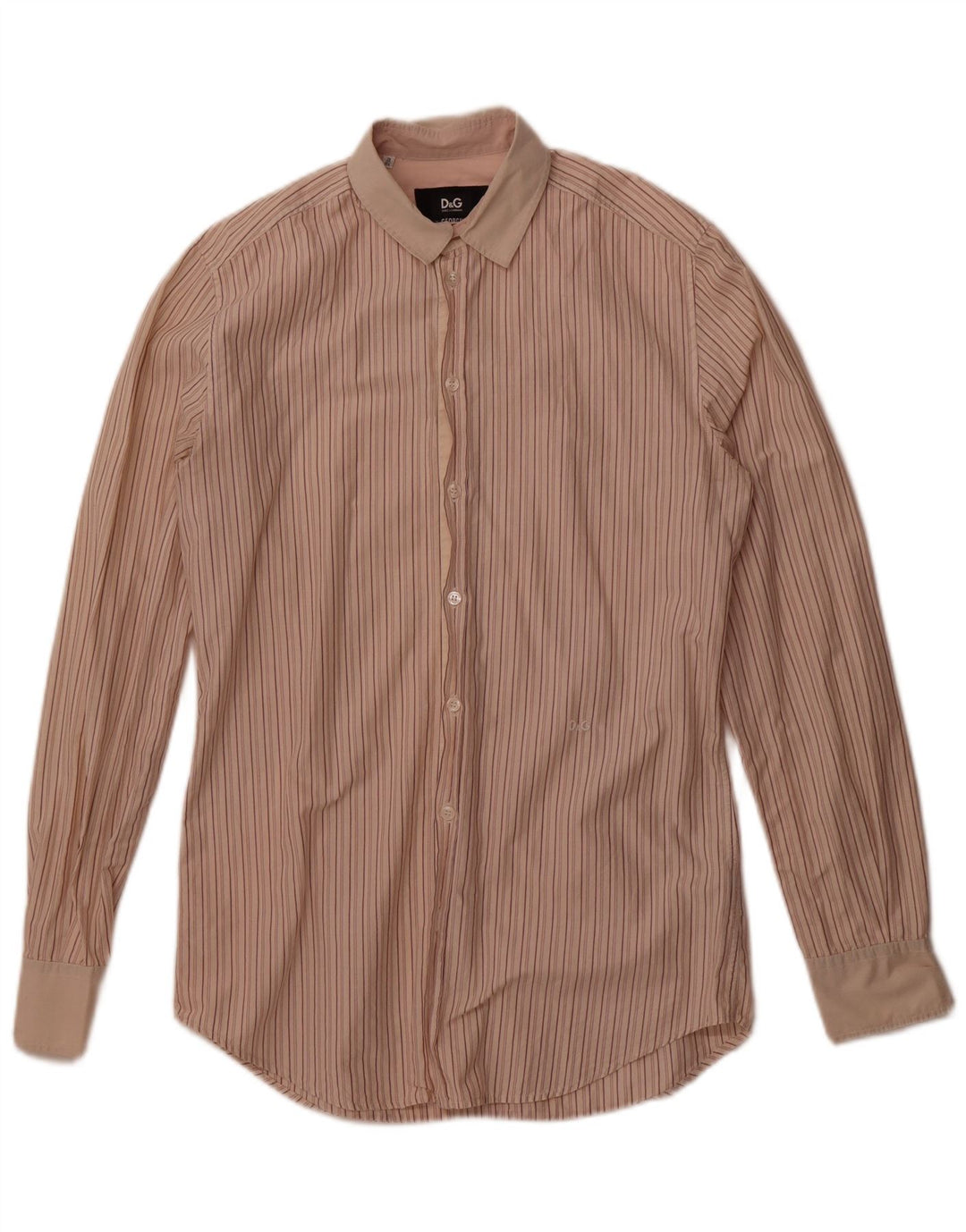 Dolce & Gabbana Camisa George para hombre Talla 39 15 1/2 Rayas beige medianas