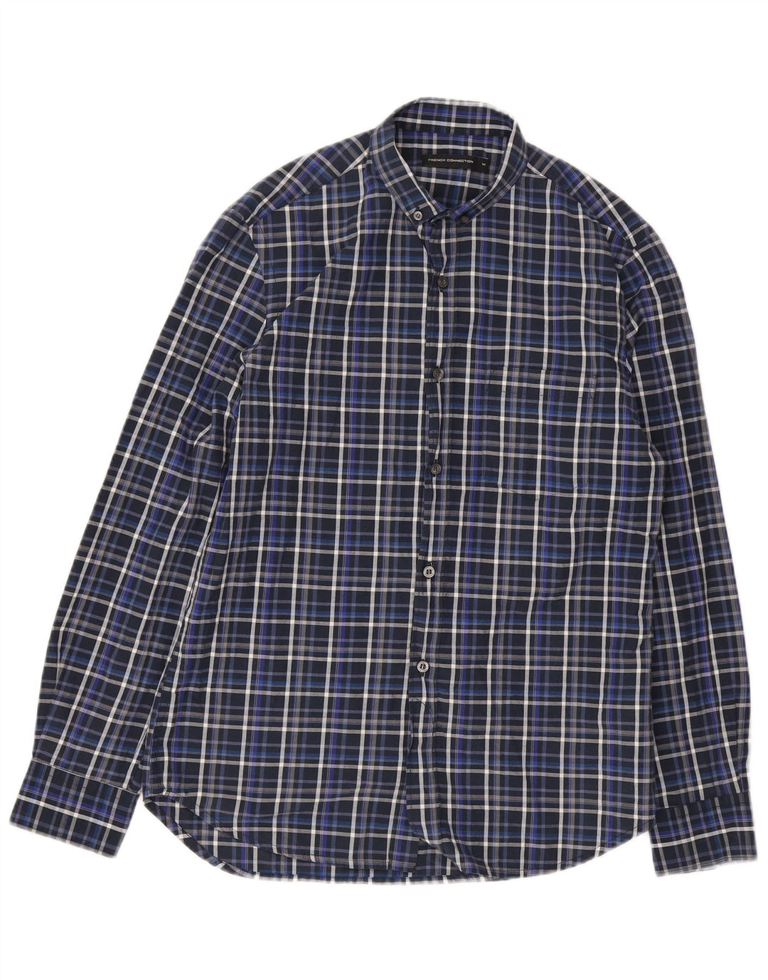 Camisa de hombre French Connection de algodón a cuadros azul marino mediano