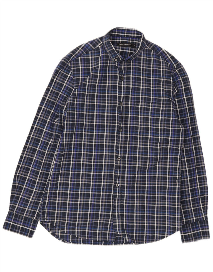 Camisa de hombre French Connection de algodón a cuadros azul marino mediano