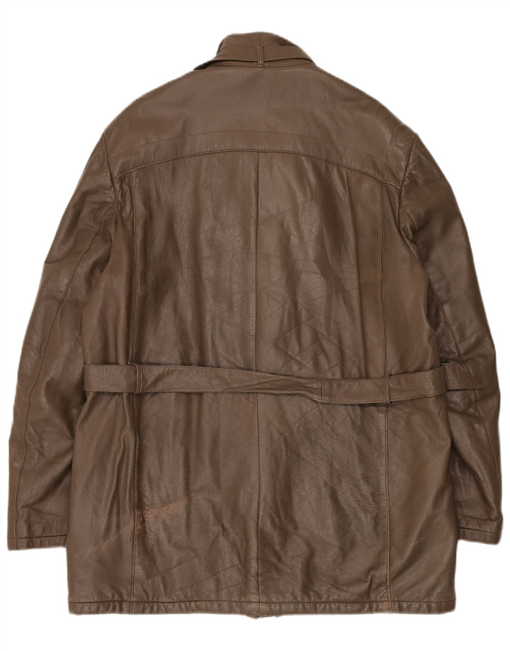 Chaqueta de cuero vintage para hombre IT 52 XL cuero marrón