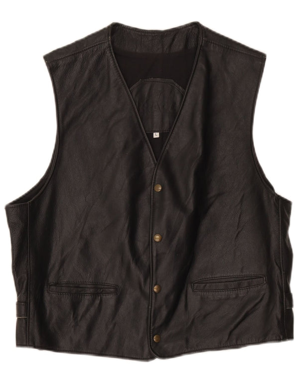 Chaleco de cuero para hombre grande negro