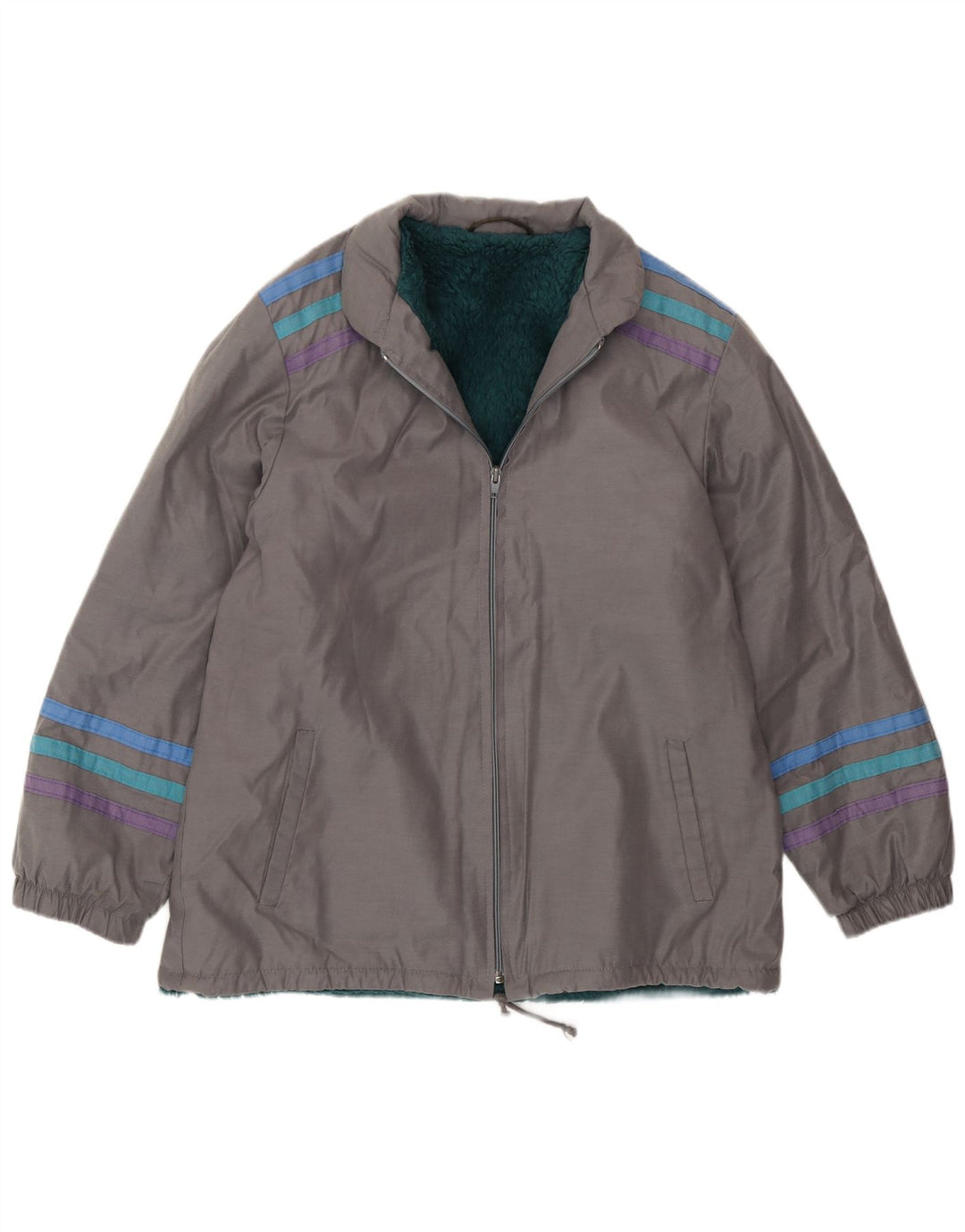 Vintage hombres cortavientos chaqueta Reino Unido 38 gris medio rayas