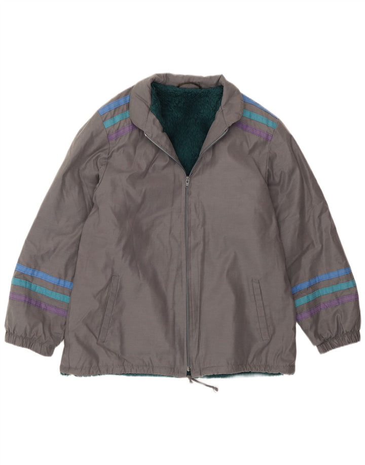 Vintage hombres cortavientos chaqueta Reino Unido 38 gris medio rayas